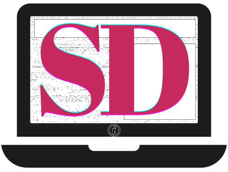 Sandstone Daily logo with SD initials on a laptop screen